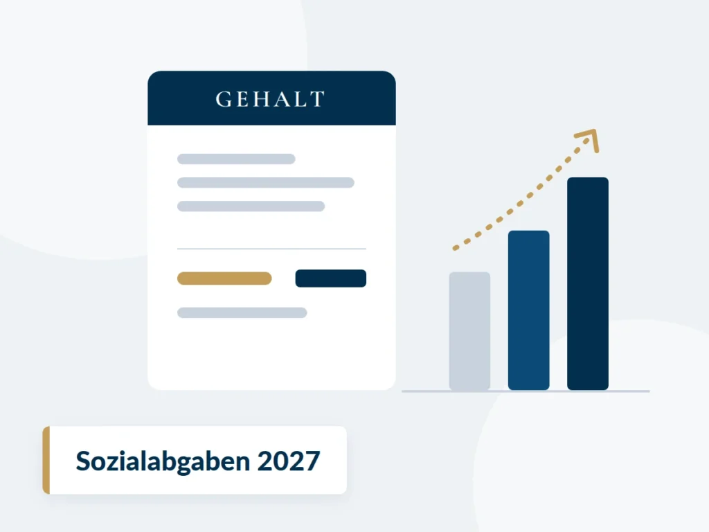 Beitragsbemessungsgrenze 2027: Gehaltsabrechnung neben steigenden Balken als Symbol für höhere Sozialabgaben